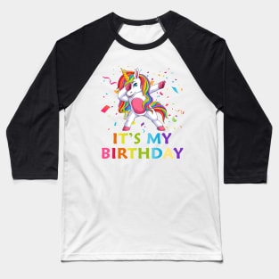 Cute Dabbing Unicorn Birthday Girl Baseball T-Shirt